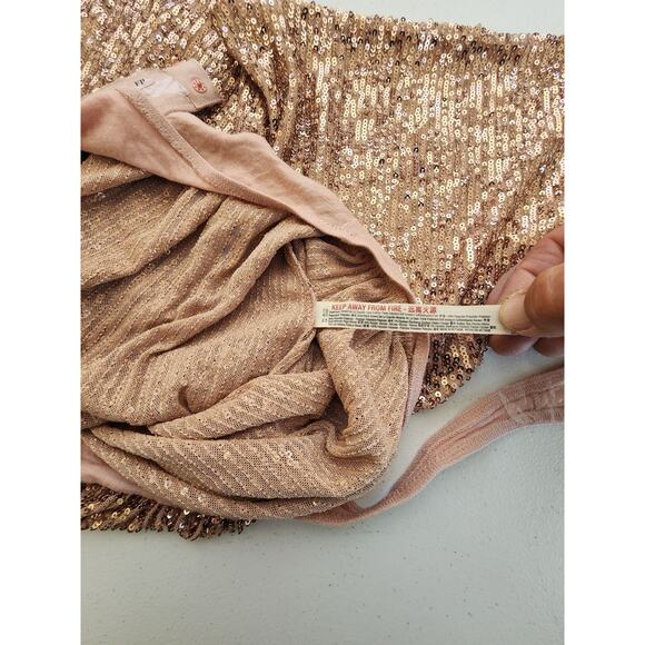 Free People Intimately Bodysuit Pink Small Sequin Super Shine Fairy Dainty Boho - Picture 8 of 10